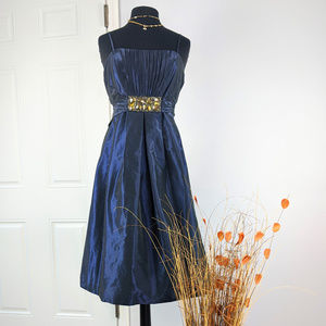 Anne Klein NY Blue Cocktail Party Midi Dress Sz 12